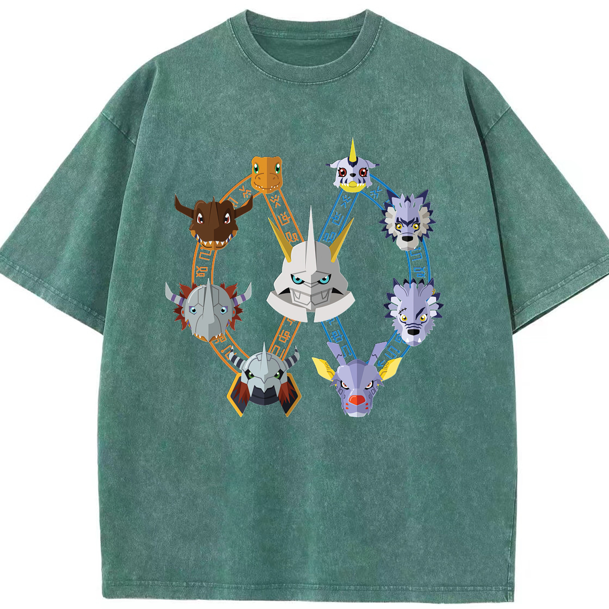 （画像用） Digimon デジタルモンスター/デジモン 綿100% ヴィンテージ風 半袖Tシャツ（フロントプリント）